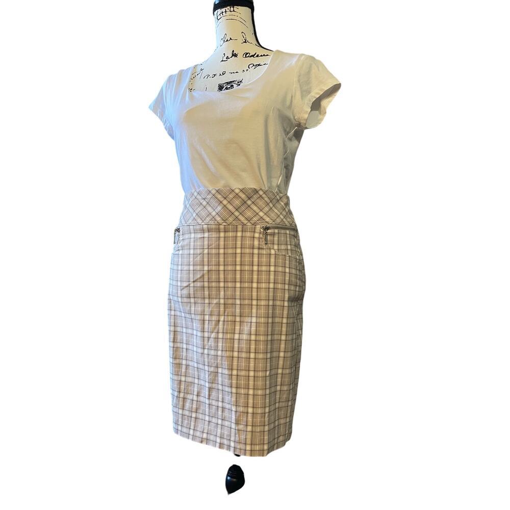 Joe B By Joe Benbasset Plaid Pencil Skirt Side Zip Pockets Stretchy Women Medium - Picture 10 of 12